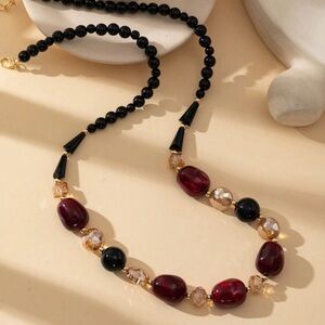 Elegant Black and Red Beaded Necklace